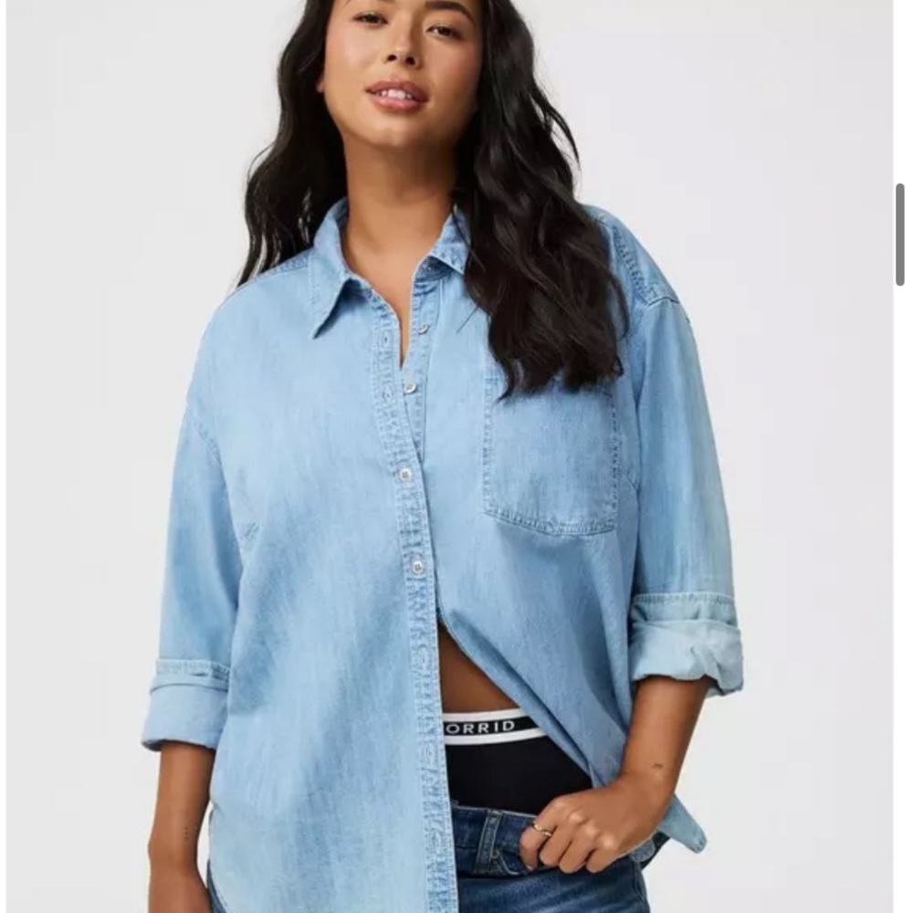 Torrid Light Blue Button Down Shirt